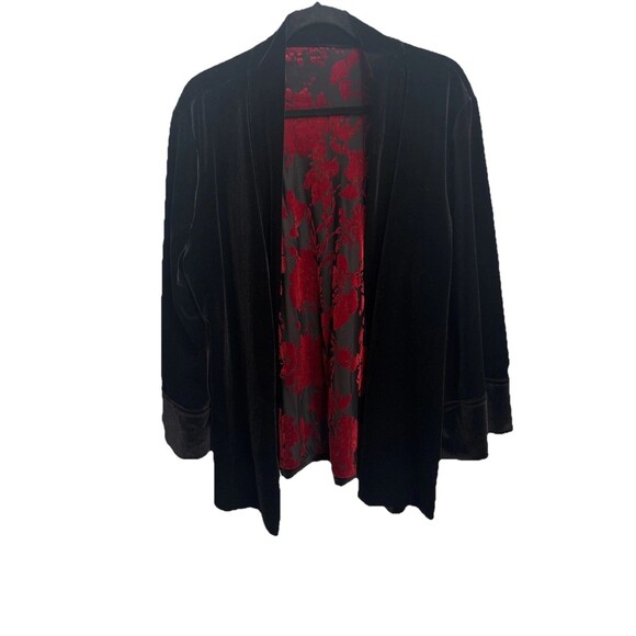 NWT Chico's Red Velvet Reversible to Black Jacket SZ 3 XL Kimono Sleeve MSRP 159 - Picture 4 of 12